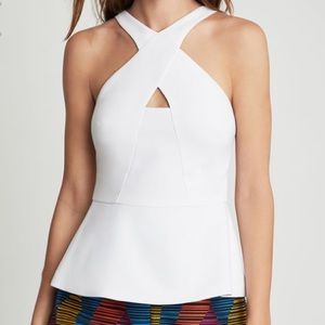 BCBGMaxazria Crisscross Cutout Peplum Top
